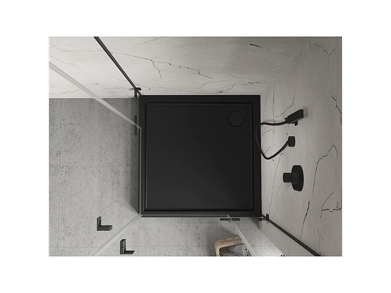 Mexen Flow+ kwadrant douchebak 90 x 90 cm, zwart mat - 46S709090H