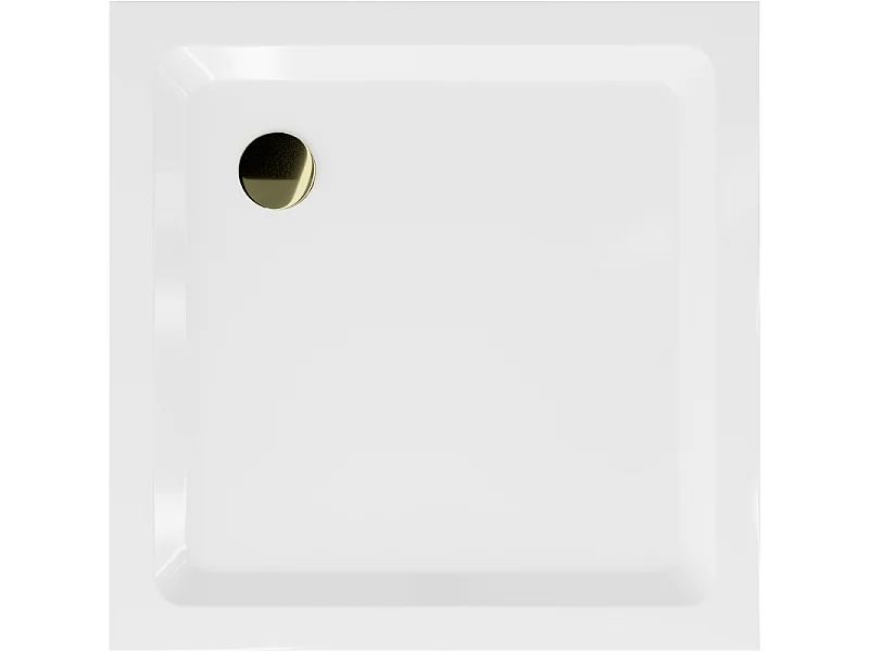 Mexen Flat receveur de douche carré slim 70 x 70 cm, blanc, siphon doré - 40107070G