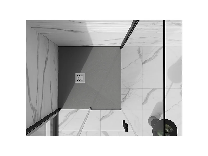 Mexen Stone+ quadratische Composite-Duschwanne 90 x 90 cm, grau-beton - 44619090