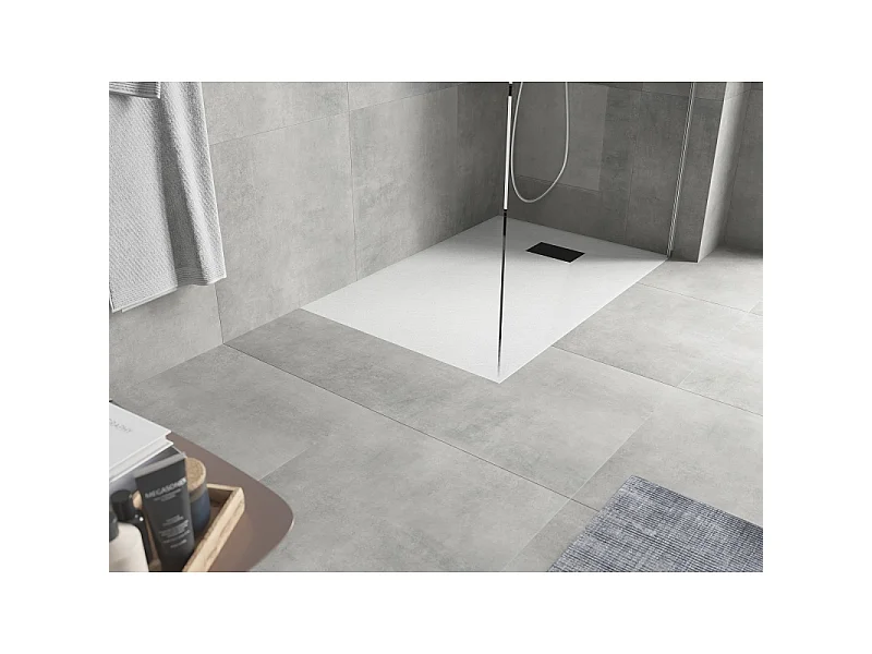Mexen Hugo plato de ducha rectangular SMC 100 x 90 cm, blanco, cubierta negra - 42109010-B