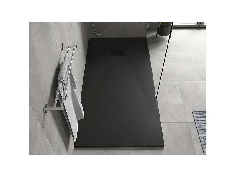 Mexen Hugo receveur de douche rectangulaire SMC 180 x 80 cm, noir, cache noir - 42708018-B