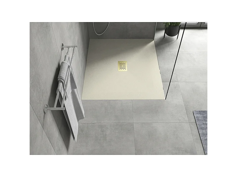 Mexen Hugo receveur de douche rectangulaire SMC 120 x 100 cm, beige, cache doré - 42691012-G