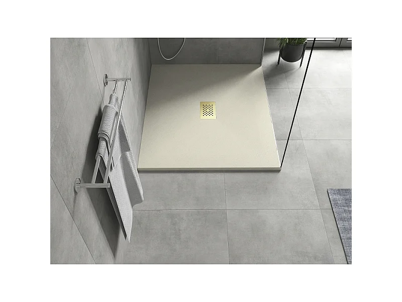 Mexen Hugo receveur de douche rectangulaire SMC 120 x 100 cm, beige, cache doré - 42691012-G