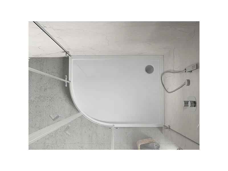 Mexen Flow+ semi-circular asymmetrical shower tray right 100 x 90 cm, white gloss - 46Q109010RH