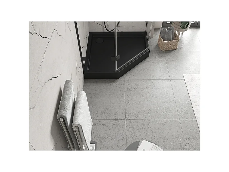 Mexen Flow+ Fünfeck-Duschwanne 80 x 80 cm, Schwarz Matt - 46P708080H