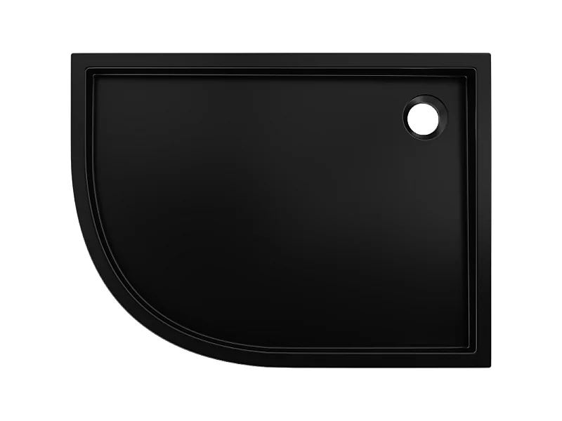 Mexen Flow+ asymmetrical right semi-circular shower tray 100 x 80 cm, black matte - 46Q708010RH