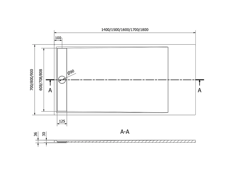 Mexen Amon piatto doccia rettangolare SMC 150 x 70 cm, nero - 4F707015
