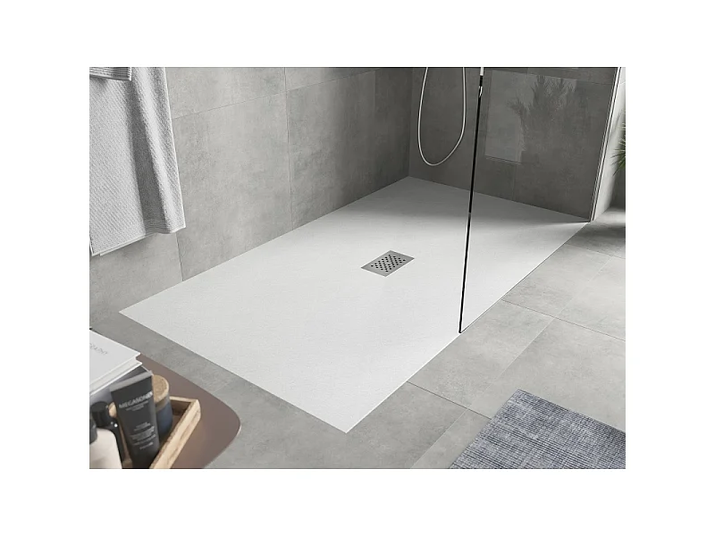 Mexen Hugo plato de ducha rectangular SMC 180 x 100 cm, blanco, cubierta inox - 42101018-X