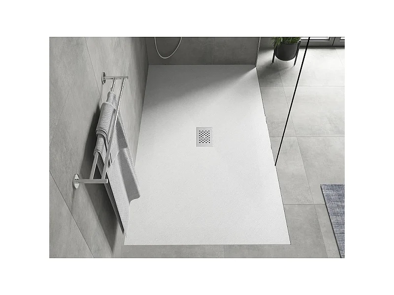 Mexen Hugo plato de ducha rectangular SMC 180 x 100 cm, blanco, cubierta inox - 42101018-X