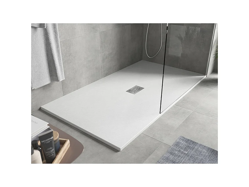 Mexen Hugo plato de ducha rectangular SMC 180 x 100 cm, blanco, cubierta inox - 42101018-X