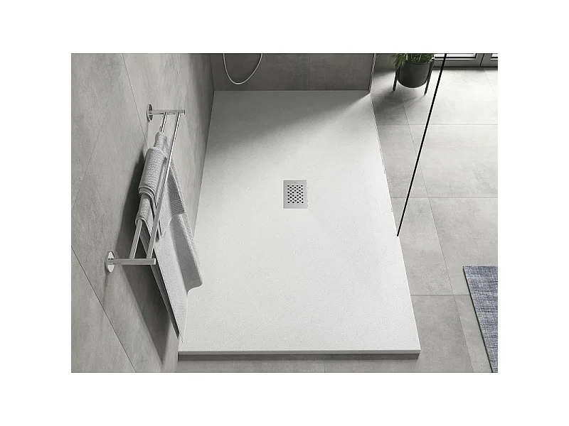 Mexen Hugo plato de ducha rectangular SMC 180 x 100 cm, blanco, cubierta inox - 42101018-X