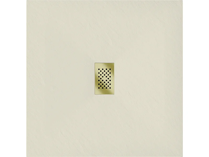 Mexen Hugo receveur de douche carré SMC 100 x 100 cm, beige, cache-douche doré - 42691010-G