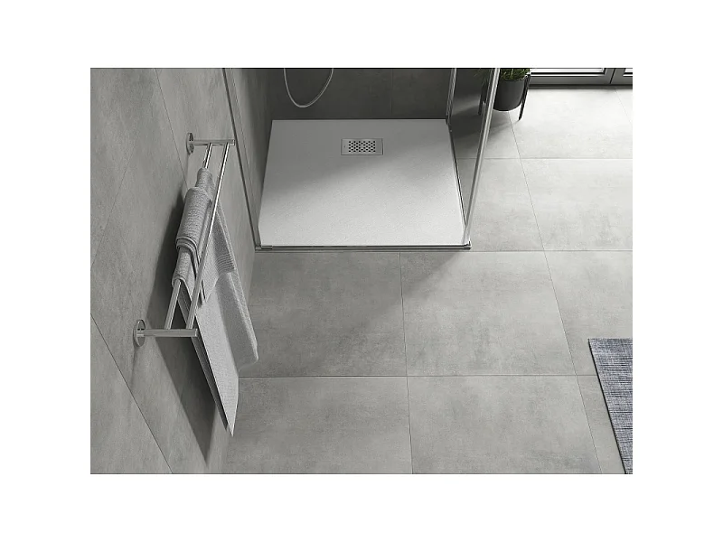 Mexen Hugo brodzik kwadratowy SMC 70 x 70 cm, biały, maskownica inox - 42107070-X