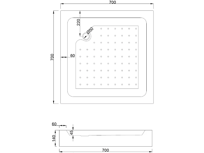 Mexen Rio kvadratna prha 70 x 70 cm, bela - 45107070