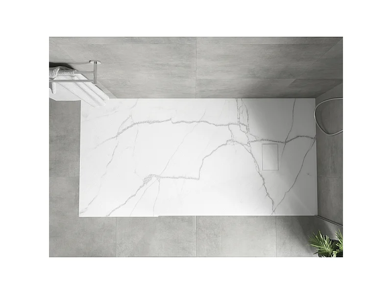 Mexen Hugo Rechteckige Duschwanne SMC 180 x 80 cm, Weißer Stein - 42158018