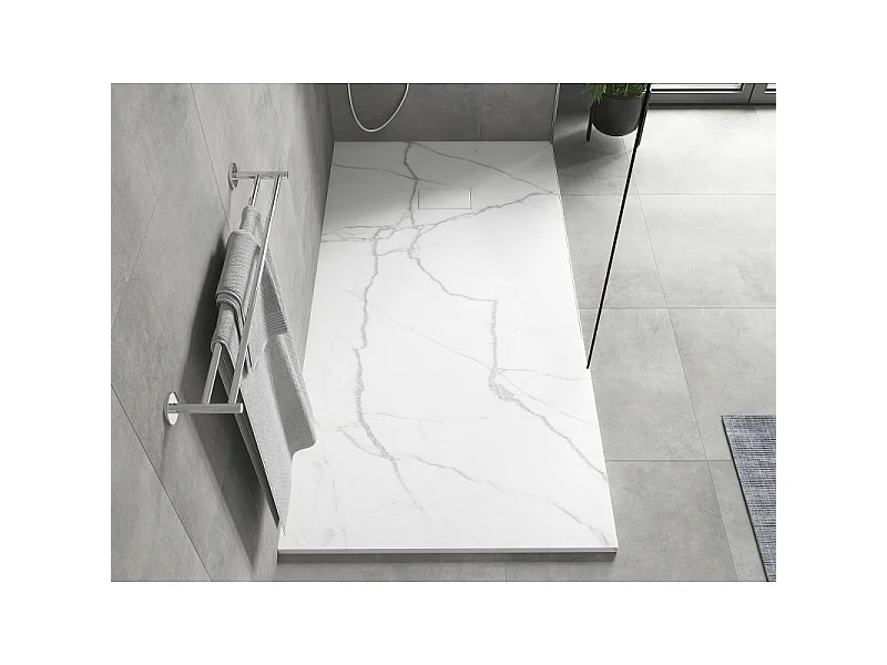 Mexen Hugo Rechteckige Duschwanne SMC 180 x 80 cm, Weißer Stein - 42158018