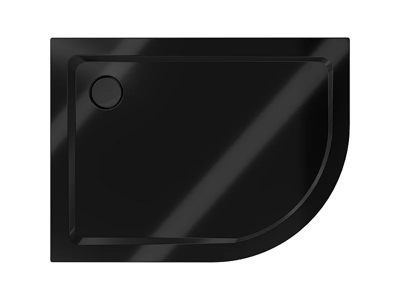 Mexen Flat halbkreisförmige Duschwanne Slim links 120 x 90 cm, schwarz, schwarzer Siphon - 41709012L-B