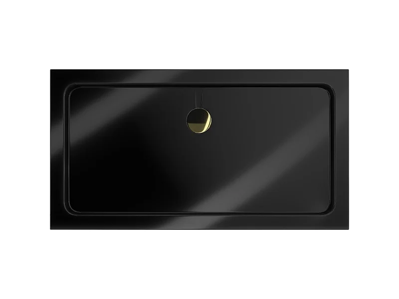 Mexen Flat rechteckige Slim-Duschwanne 130 x 70 cm, schwarz, Siphon gold - 40707013G