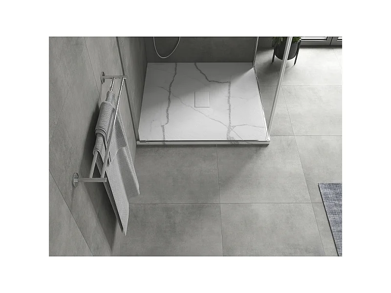Mexen Hugo kvadratisk brusekar SMC 100 x 100 cm, hvid sten - 42151010