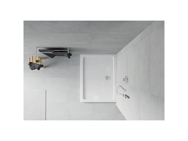 Mexen Flat rechteckige Duschwanne Slim 100 x 90 cm, weiß, Abfluss Chrom - 40109010
