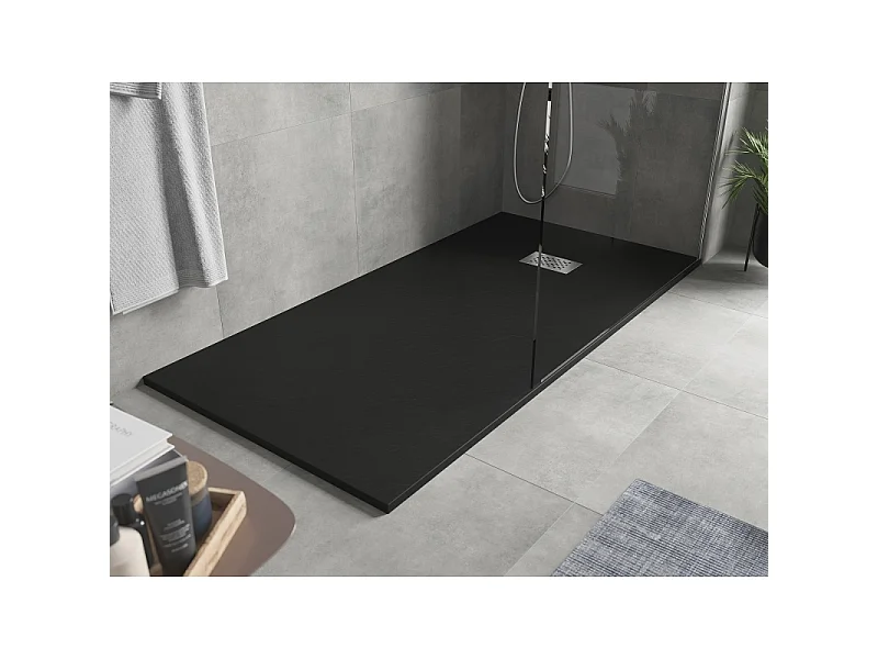 Mexen Hugo rektangulær SMC-bruserbakke 180 x 90 cm, sort, inox-dæksel - 42709018-X