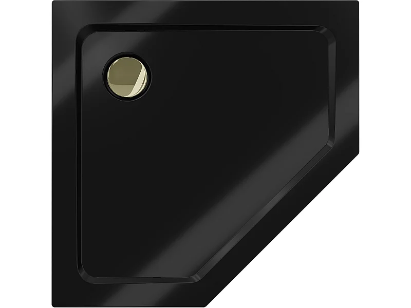 Mexen Flat receveur de douche pentagonal slim 90 x 90 cm, noir, siphon doré - 41P709090-G