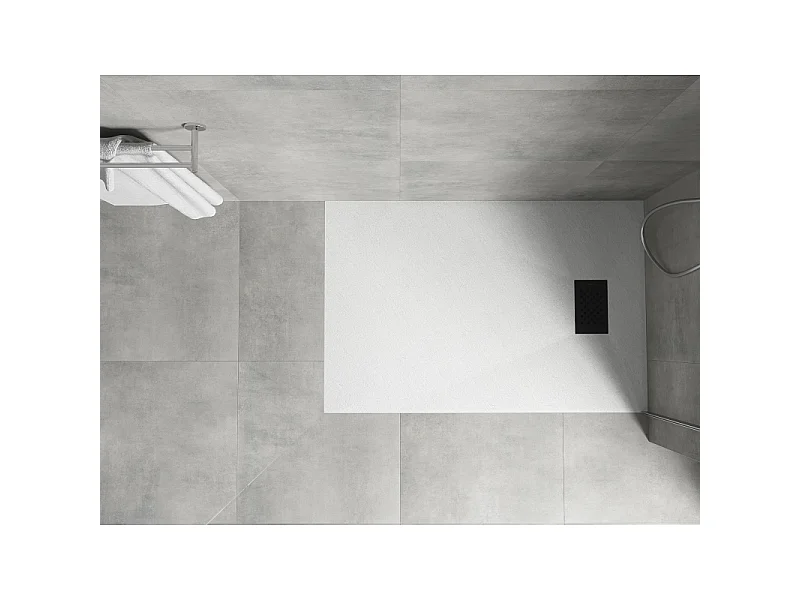 Mexen Hugo plato de ducha rectangular SMC 80 x 70 cm, blanco, cubierta negra - 42107080-B