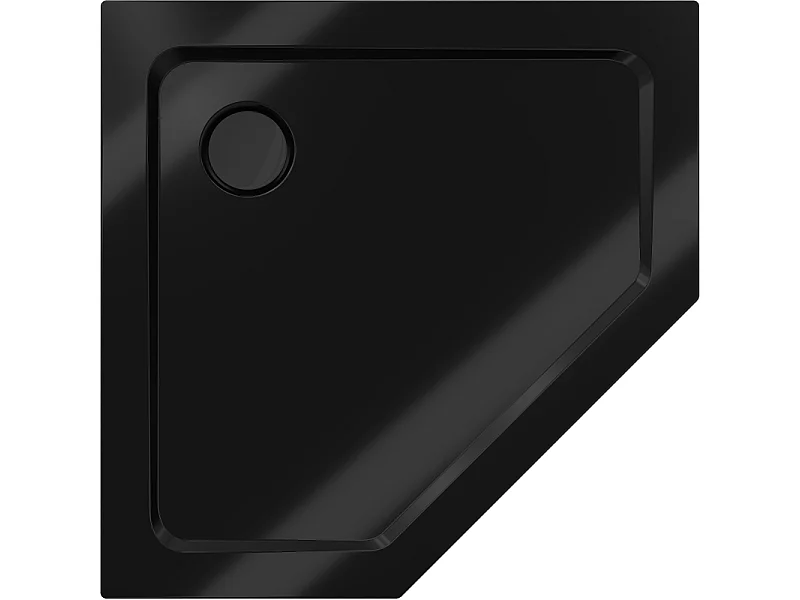 Mexen Flat Fünfeck-Duschwanne Slim 80 x 80 cm, schwarz, schwarzer Siphon - 41P708080-B