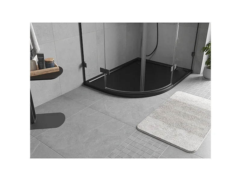 Mexen Flow half-round asymmetrical slim right 100 x 80 cm, black matte - 46Q708010R