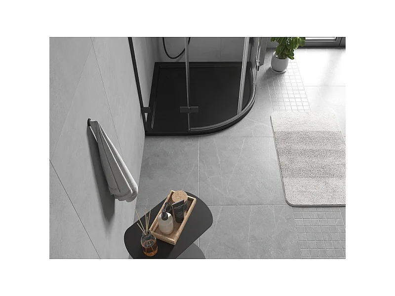 Mexen Flow semi-circular slim shower tray 90 x 90 cm, black matte - 46Q709090
