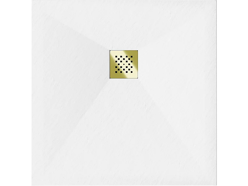 Mexen Stone+ receveur de douche carré en composite 80 x 80 cm, blanc, cache doré - 44108080-G