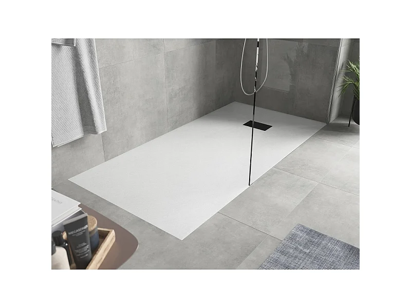 Mexen Hugo brodzik prostokątny SMC 180 x 80 cm, biały, maskownica czarna - 42108018-B
