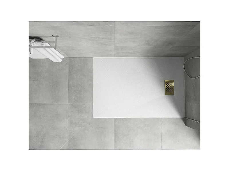 Mexen Hugo bac à douche rectangulaire SMC 110 x 90 cm, blanc, cache doré - 42109011-G