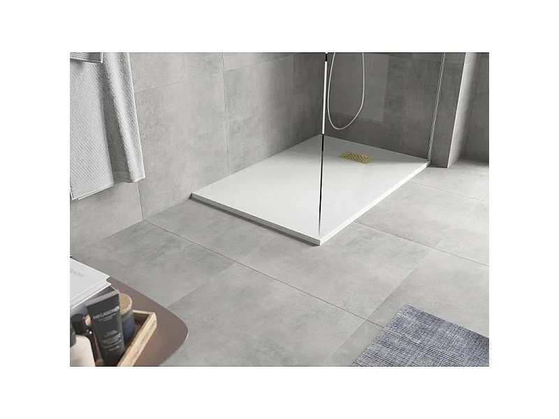 Mexen Hugo bac à douche rectangulaire SMC 110 x 90 cm, blanc, cache doré - 42109011-G