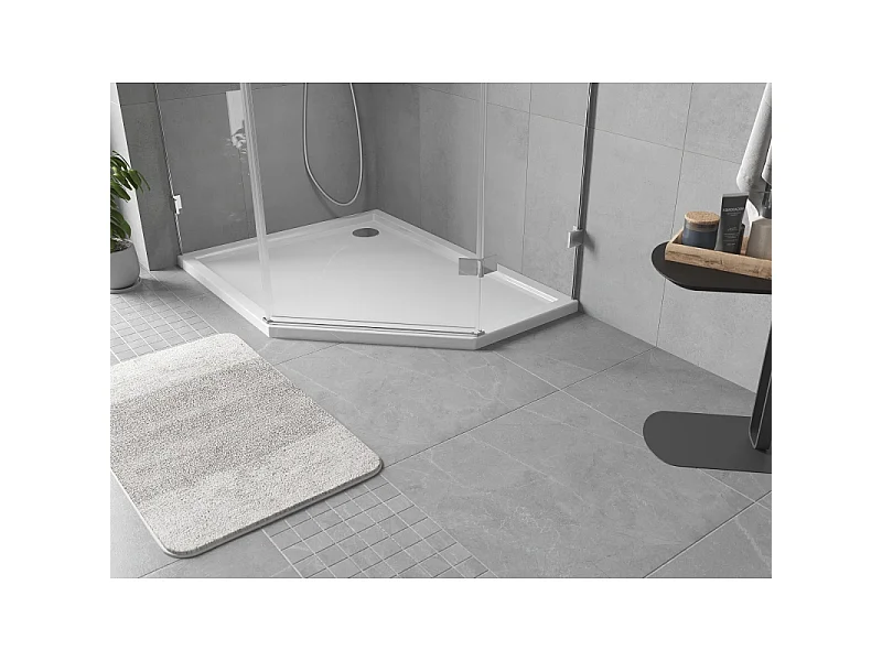 Mexen Flow receveur de douche pentagonal slim gauche 100 x 80 cm, blanc brillant - 46P108010L