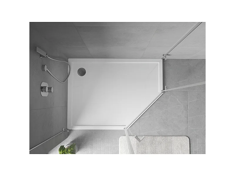 Mexen Flow receveur de douche pentagonal slim gauche 100 x 80 cm, blanc brillant - 46P108010L