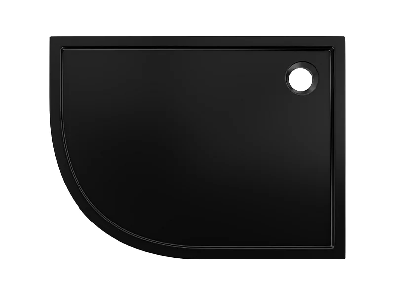 Mexen Flow semicircular asymmetric slim right shower tray 90 x 80 cm, black matte - 46Q708090R