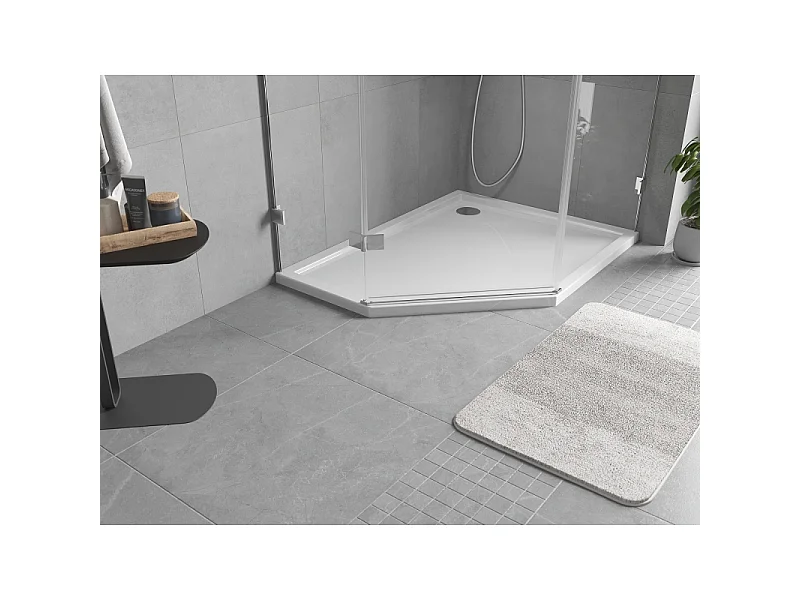 Mexen Flow Fünfeck-Duschwanne Slim rechts 100 x 90 cm, weiß glänzend - 46P109010R