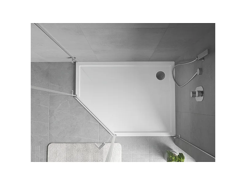 Mexen Flow Fünfeck-Duschwanne Slim rechts 100 x 90 cm, weiß glänzend - 46P109010R