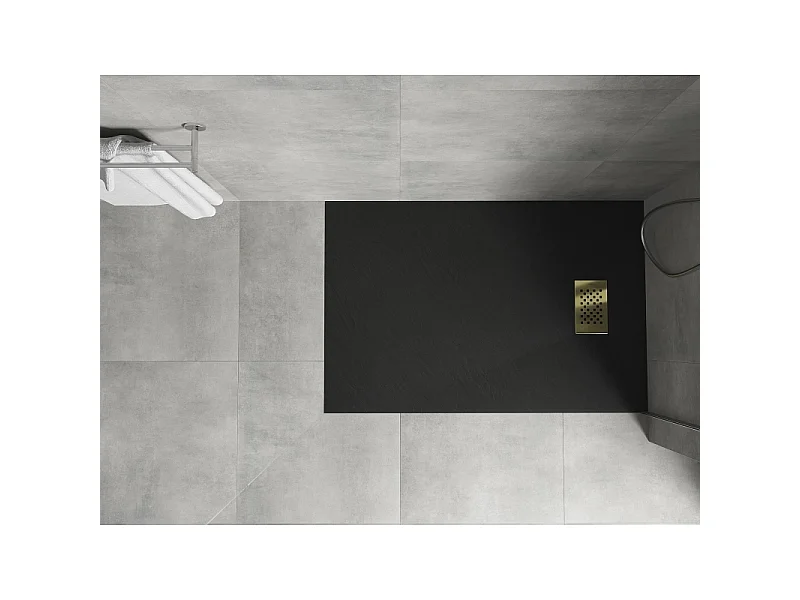 Mexen Hugo receveur de douche rectangulaire SMC 120 x 70 cm, noir, cache doré - 42707012-G