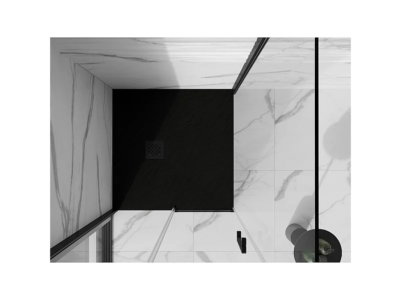 Mexen Stone+ Kompozitna kvadratna prha 90 x 90 cm, črna, črna prevleka - 44709090-B