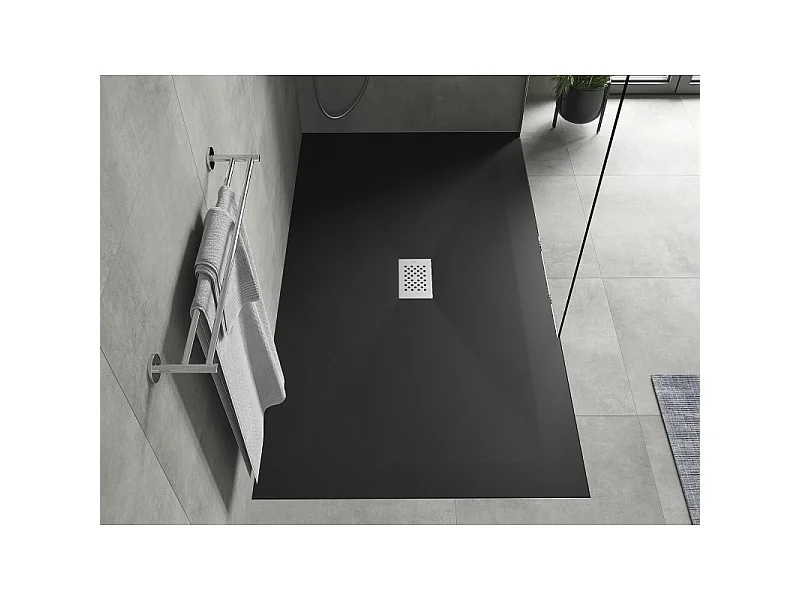 Mexen Hugo rechthoekige SMC douchebak 160 x 100 cm, zwart, inox afdekking - 42701016-X