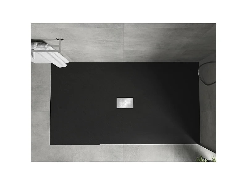Mexen Hugo rechthoekige SMC douchebak 160 x 100 cm, zwart, inox afdekking - 42701016-X