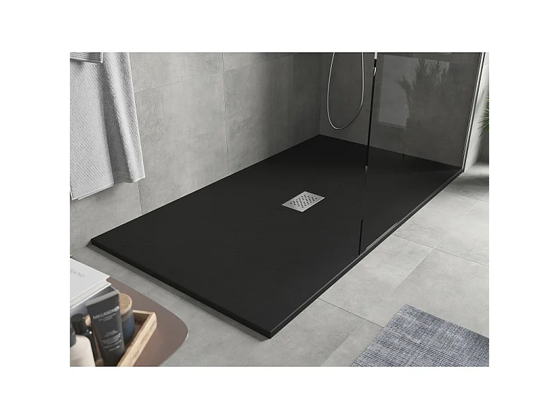Mexen Hugo rechthoekige SMC douchebak 160 x 100 cm, zwart, inox afdekking - 42701016-X