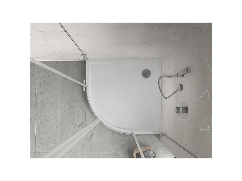 Mexen Flow+ halve ronde douchebak 80 x 80 cm, witte glans - 46Q108080H