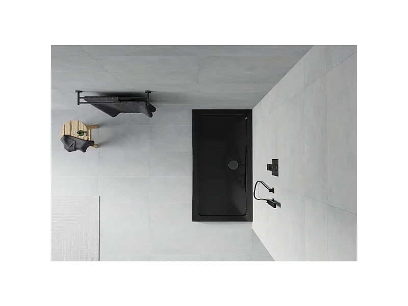 Mexen Flat receveur rectangulaire slim 130 x 70 cm, noir, siphon noir - 40707013B