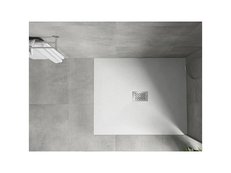 Mexen Hugo plato de ducha rectangular SMC 140 x 100 cm, blanco, cubierta inox - 42101014-X