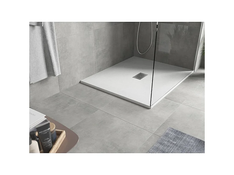 Mexen Hugo plato de ducha rectangular SMC 140 x 100 cm, blanco, cubierta inox - 42101014-X