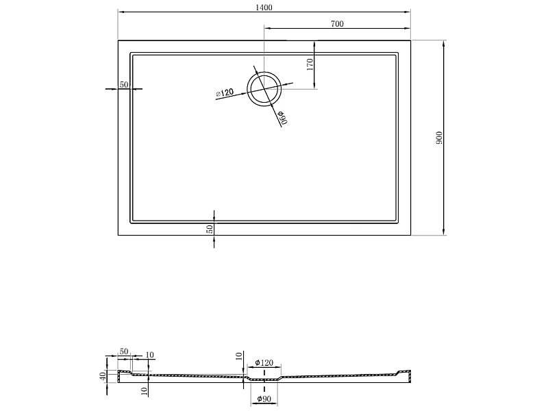 Mexen Flow plato de ducha rectangular slim 140 x 90 cm, blanco brillo - 46R109014