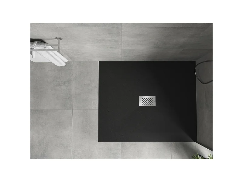 Mexen Hugo receveur rectangulaire SMC 120 x 100 cm, noir, cache inox - 42701012-X